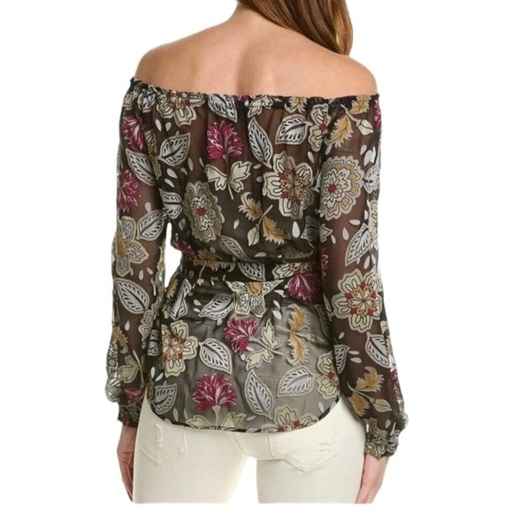 Rag & Bone Sierra Black Floral Silk Off Shoulder Blouse Women's Medium NWT XL - Picture 6 of 6